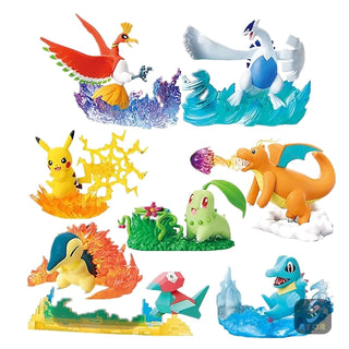 Lot de 8 Figurines Pokémon Ho-Oh Lugia Héricendre Pikachu Germignon Dracolosse Kaiminus et Porygon